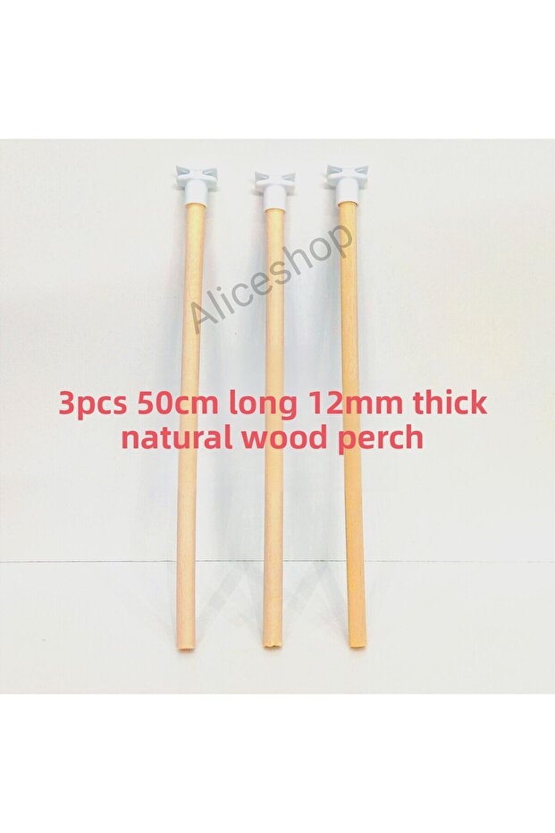 Natural Wooden Perches - 3 Pieces 12mm Thick 50cm Long Smooth