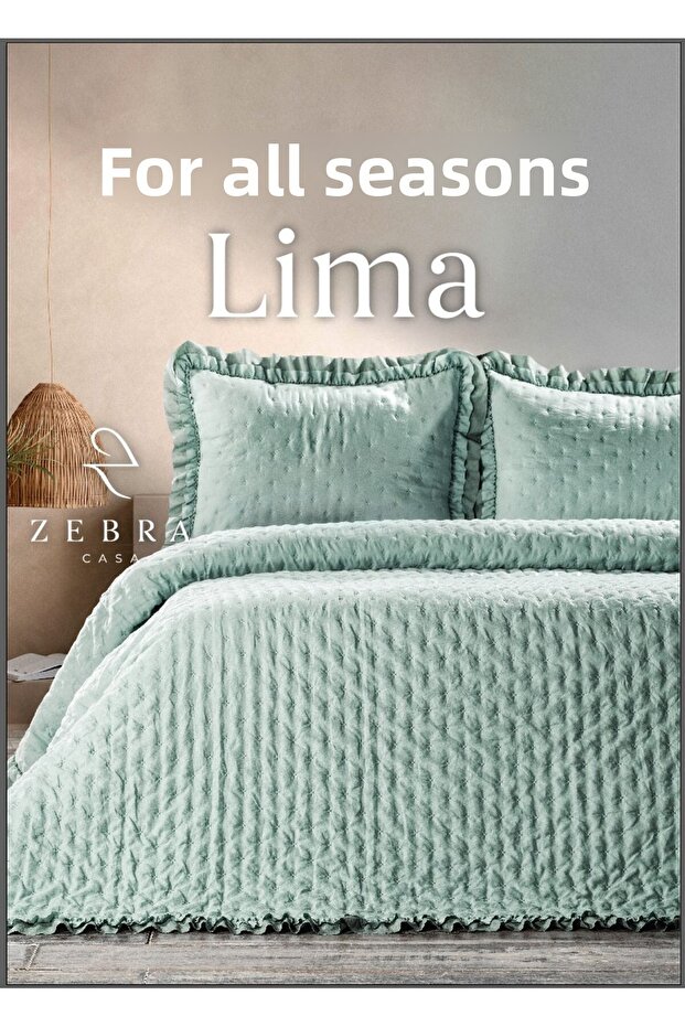 Lima Green Double Bed Cover Set - 4