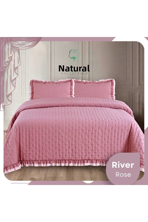 Double Cotton Ruffle Coverlet Set with Pillows