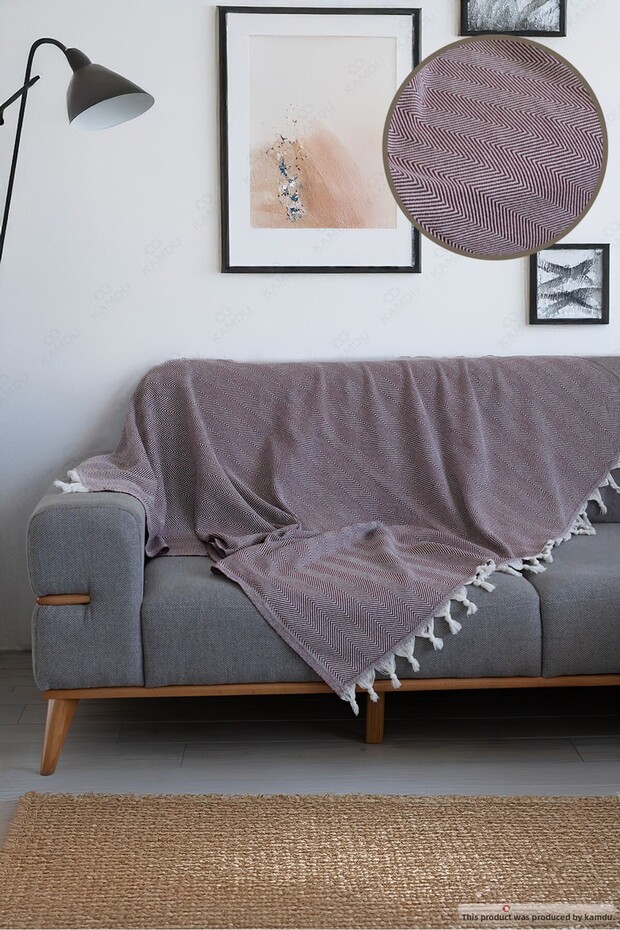 Single seat cover herringbone 150x170cm, wing chair cover, tv blanket, multipurpose bedspread