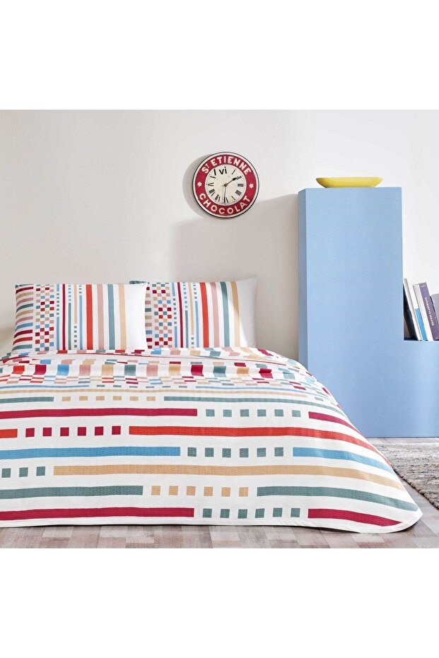 مجموعة بيكيه فردية مطبوعة بألوان قوس قزح باللون الأحمر - 1