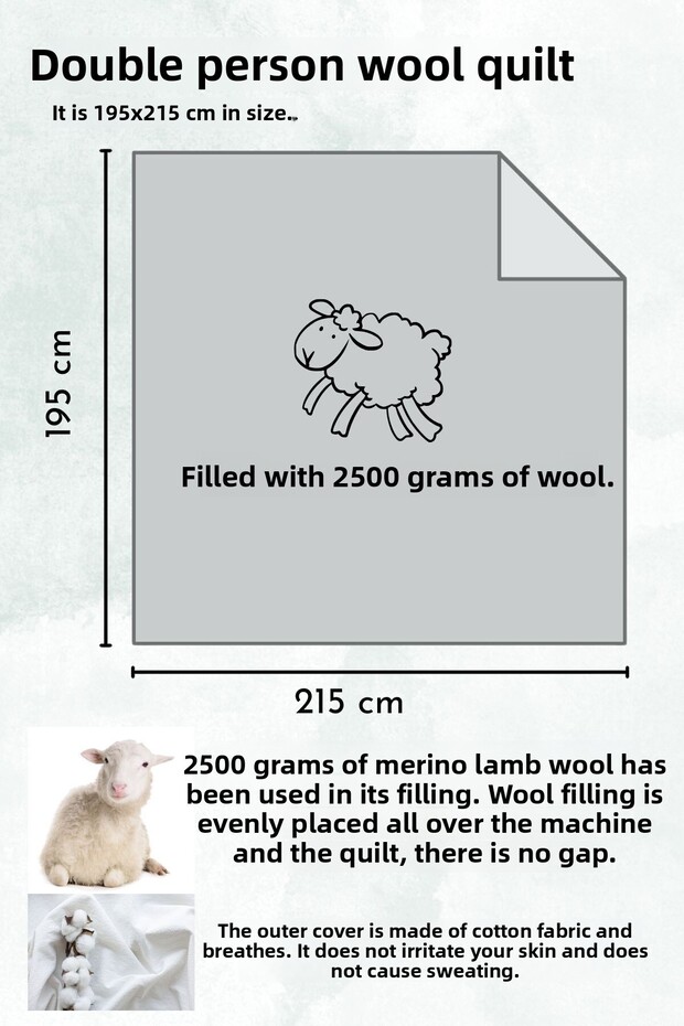 لحاف صوف مزدوج منقوش ومبطن - 2
