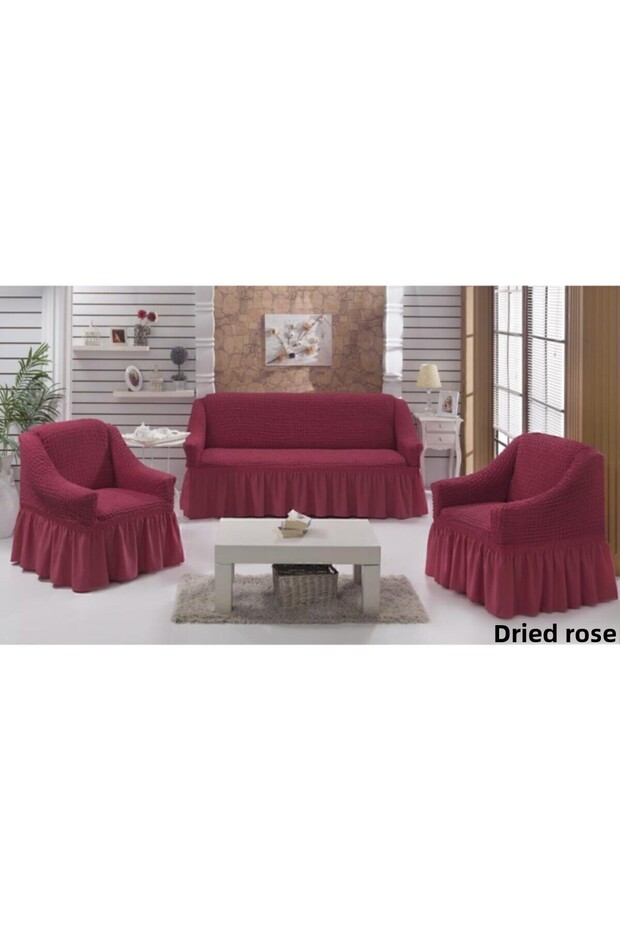 Dusty Rose Cotton Sofa Cover Set of 5