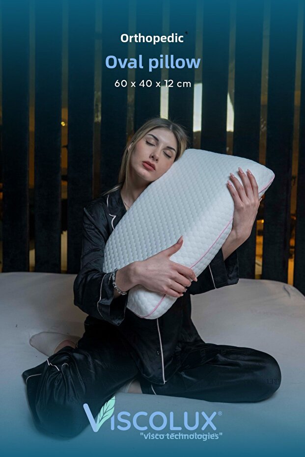 Oval Soap Orthopedic Visco Pillow - Anti-Headache High Pillow Pink 60X40X15
