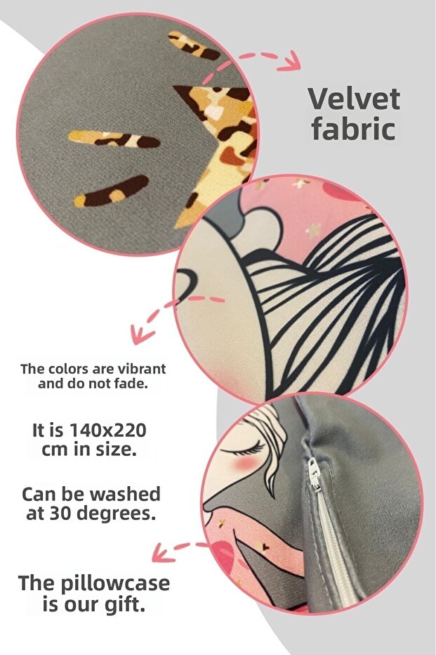 Elephant in the Cloud Patterned Single Velvet Bedspread - gray - 2