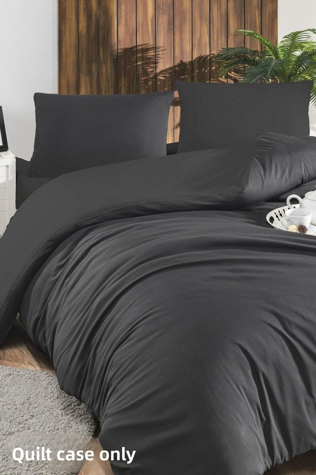 90X190 Elastic Sheet Solid Color Duvet Cover Set Single Anthracite