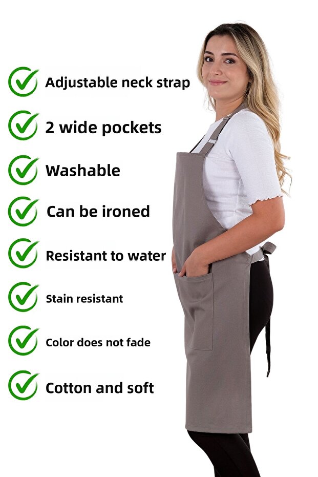 2 Simple Adjustable Strap Kitchen Aprons - 4