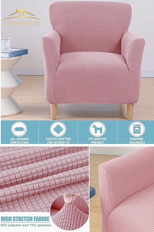 Lycra Stretch Elastic Flexible Square Pattern Armchair Single Seat Cover Sofa Cover