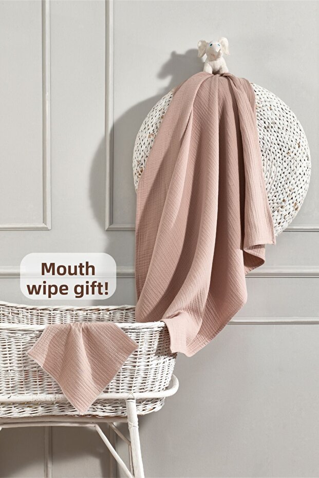 100% Organic 4-Layer Muslin Baby Blanket, Gift Included, OEKO-TEX Certified.