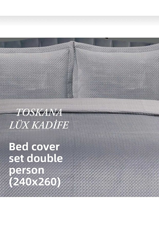 Textile Dowery Casual Toscan Luxury Velvet Double Bed Cover Set