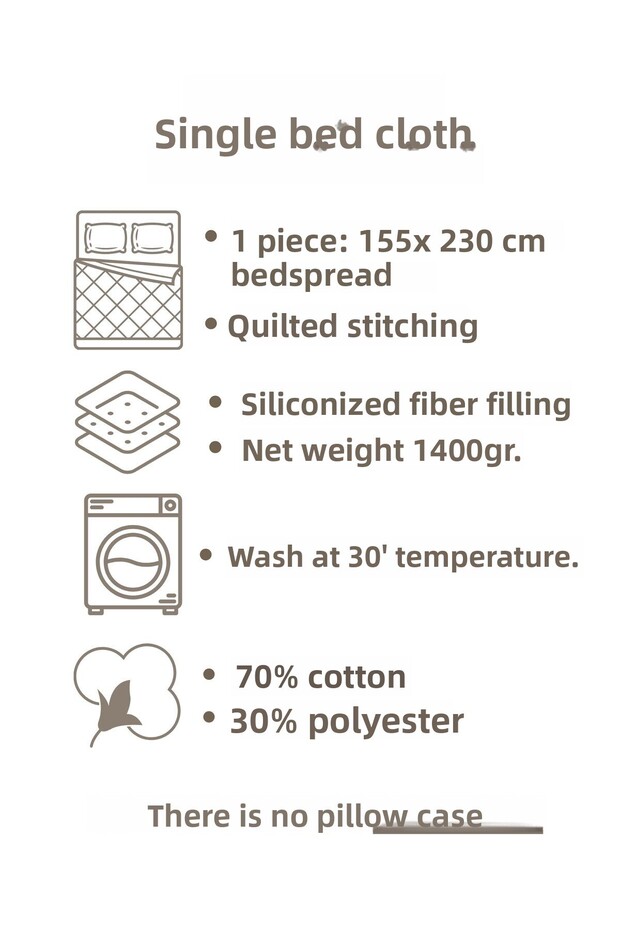 مفرش سرير وغرفة نوم مفردة منقوشة مقاس 155 × 230 سم - 2