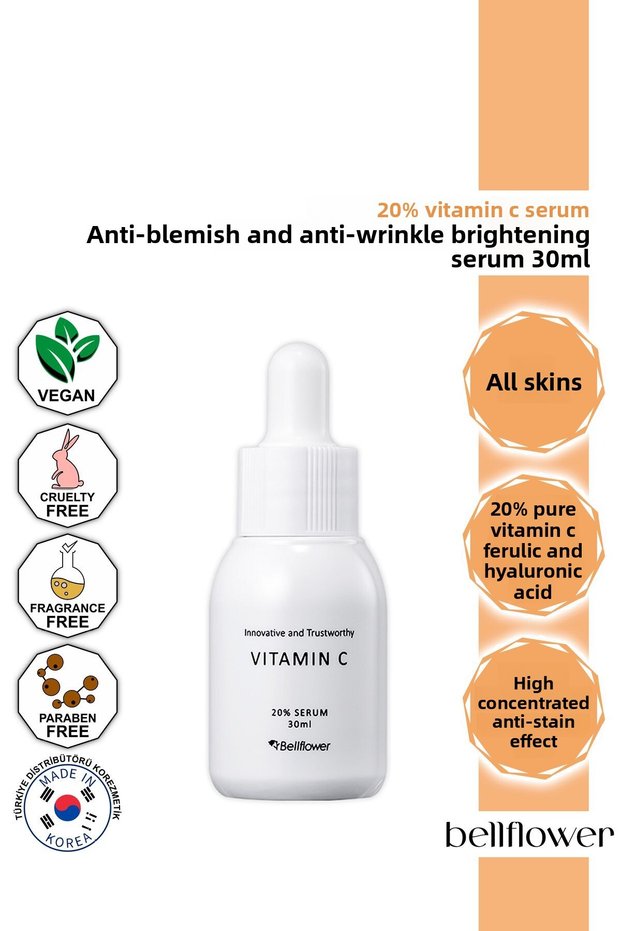 Anti-Blemish and Anti-Wrinkle Brightening Serum Containing 20% Pure Vitamin C and Ferulic Acid 30ml