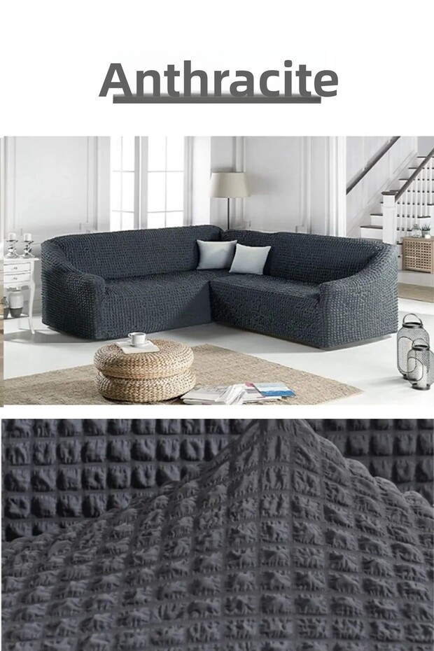 Bürümcük Seat Cover Without Skirt L Corner. 7 Seater Flexible, Corner Seat Cover. Total Length 550cm