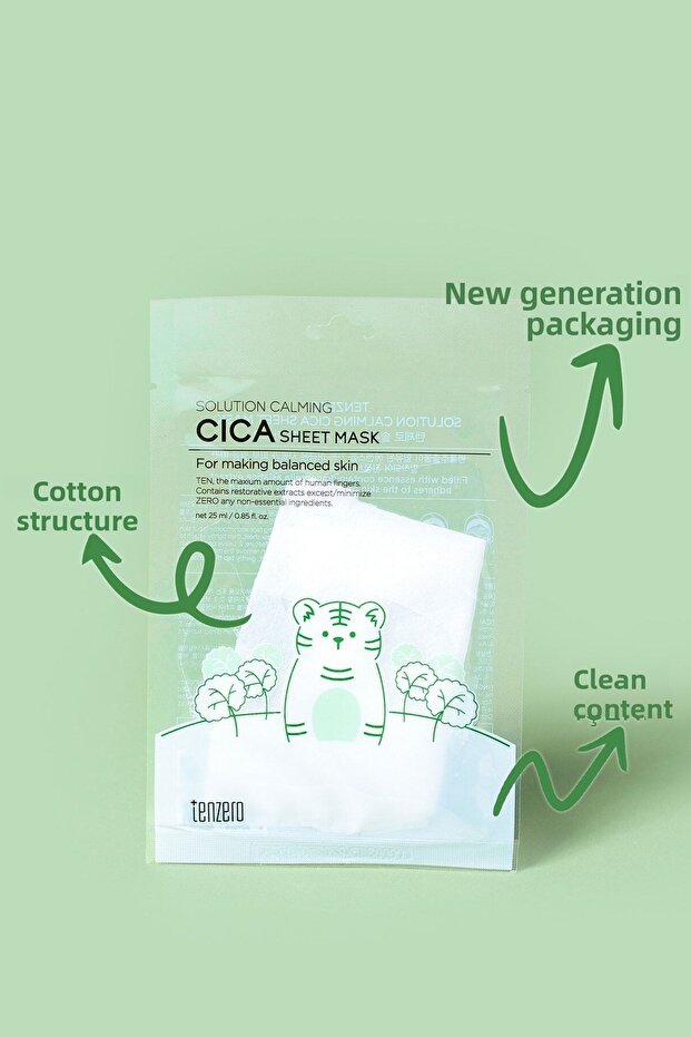 Pack of 10 Soothing Effect Moisturizing and Balancing Cica Transparent Cotton Mask Korea