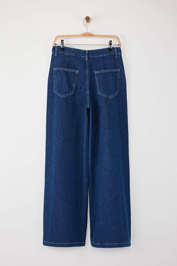 Trendyolmilla Wardrobe Essentials Mavi Yüksek Bel Wide Leg Palazzo Jeans TWOAW26JE00015 - 8