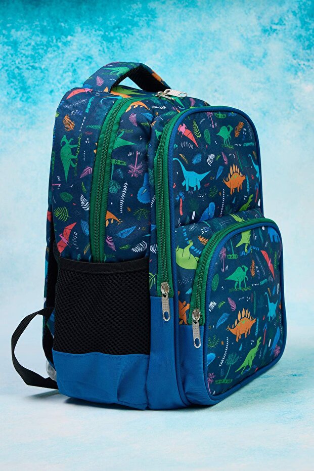 Lacivert 3'lü Erkek Çocuk Kids Yalıtımlı Beslenme Çantası Kalemlik Okul Sırt Çantası TAKAW26OI00006 - 4