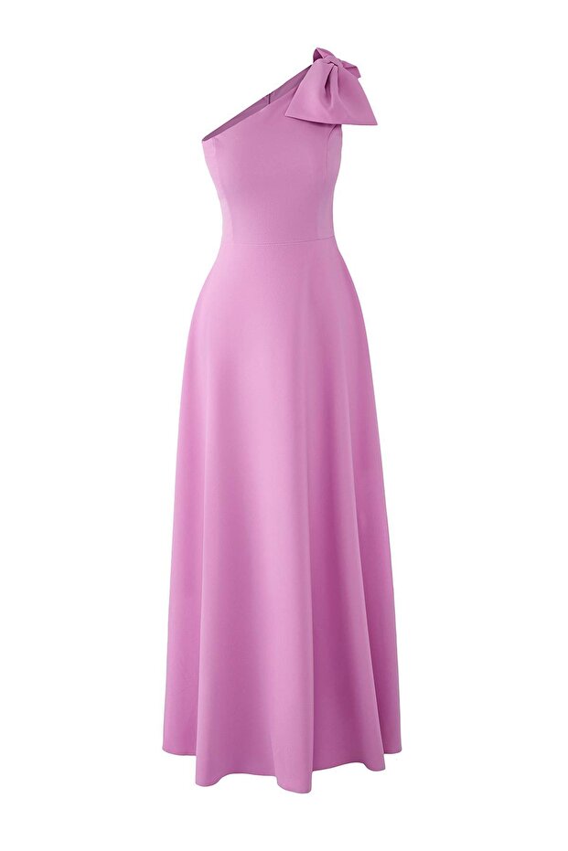 Rózsaszín A-vonalú szőtt elegáns estélyi ruha és hazatért ruha TPRSS24AE00163 - 5