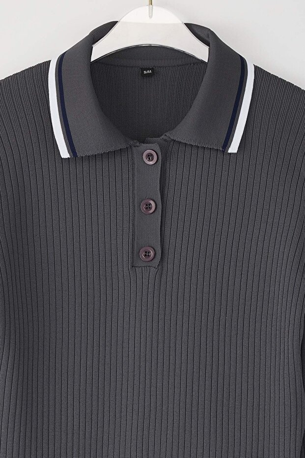 Gri-Siyah 2'li Basic Kısa/Crop İkili Paketl Triko Body Hırka-Kazak TWOAW26KZ00116 - 13
