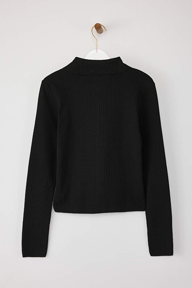 Gri-Siyah 2'li Basic Kısa/Crop İkili Paketl Triko Body Hırka-Kazak TWOAW26KZ00116 - 12
