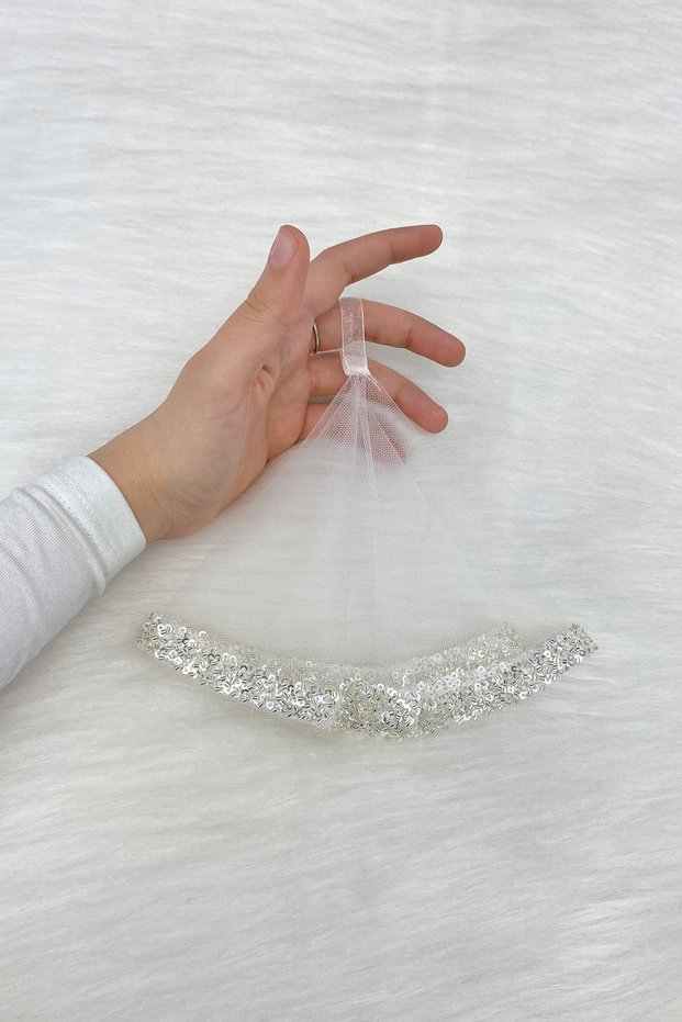 White Bride Groom Halay Handkerchief with Glass Beads and Pearls, Henna Night Bride Wedding Bridesmaid Promise Engagement