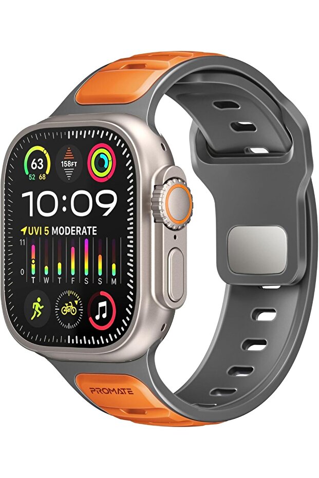 سوار ساعة Apple Watch ثنائي اللون مع سطح مقاوم للغبار والأشعة فوق البنفسجية، ومقاوم للصدأ والفولاذ المقاوم للصدأ