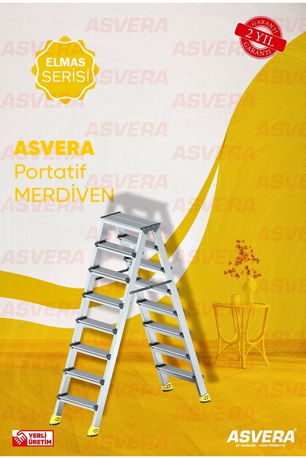Elmas Serisi - 8 8 Alüminyum Çift Çıkışlı Merdiven - 8 Basamaklı Ev, Bahçe Ve Iş Yeri Kullanımına Uy - 1