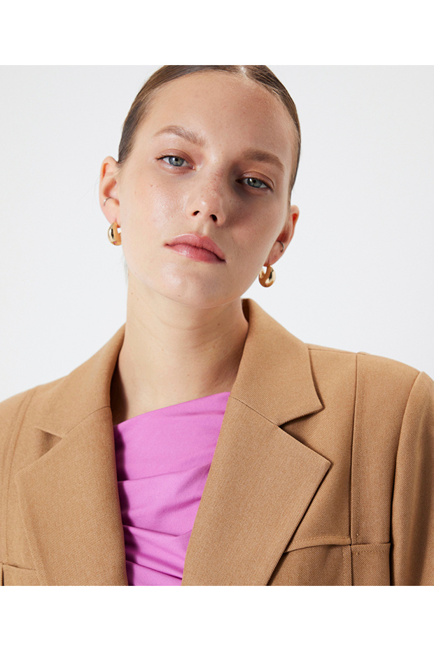 Patchwork efektli blazer - 5