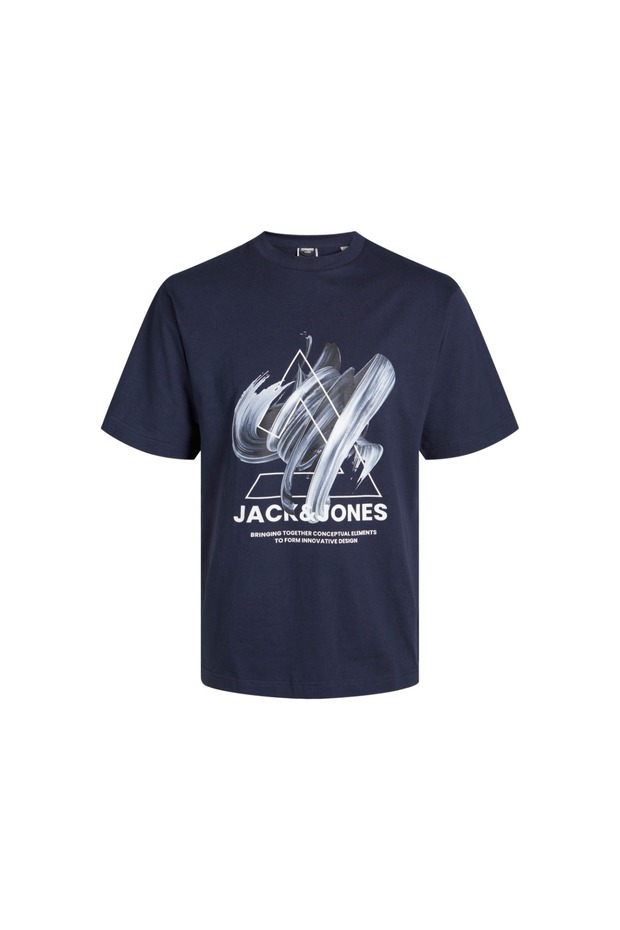 Printed navy blue boys' t-shirt jcotint tee ss crew neck jnr