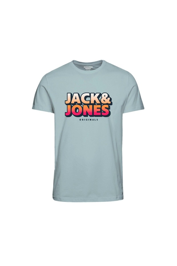 تي شيرت Jack&Jones Tone للرجال ذو رقبة دائرية باللون الأزرق