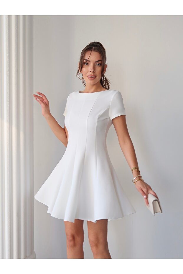 Yarım Kol Volanlı Elbise - 5