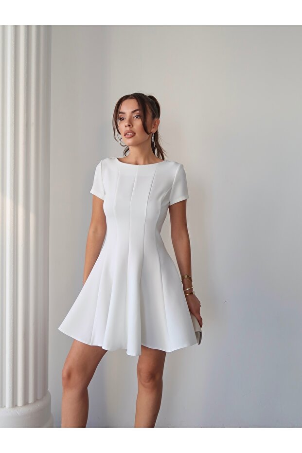 Yarım Kol Volanlı Elbise - 4