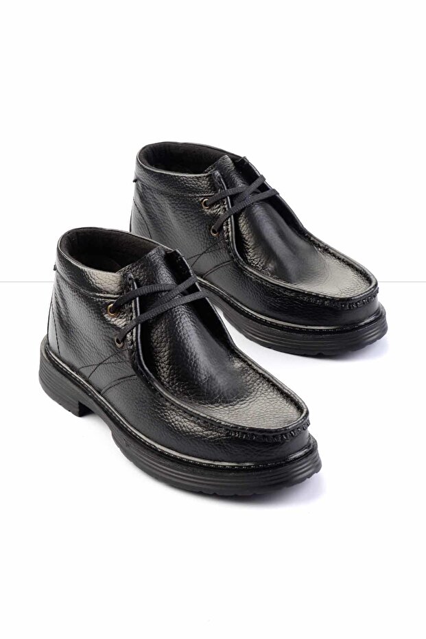 Siyah Floter Hakiki Deri Erkek Bot & Bootie E02902950140 - 2