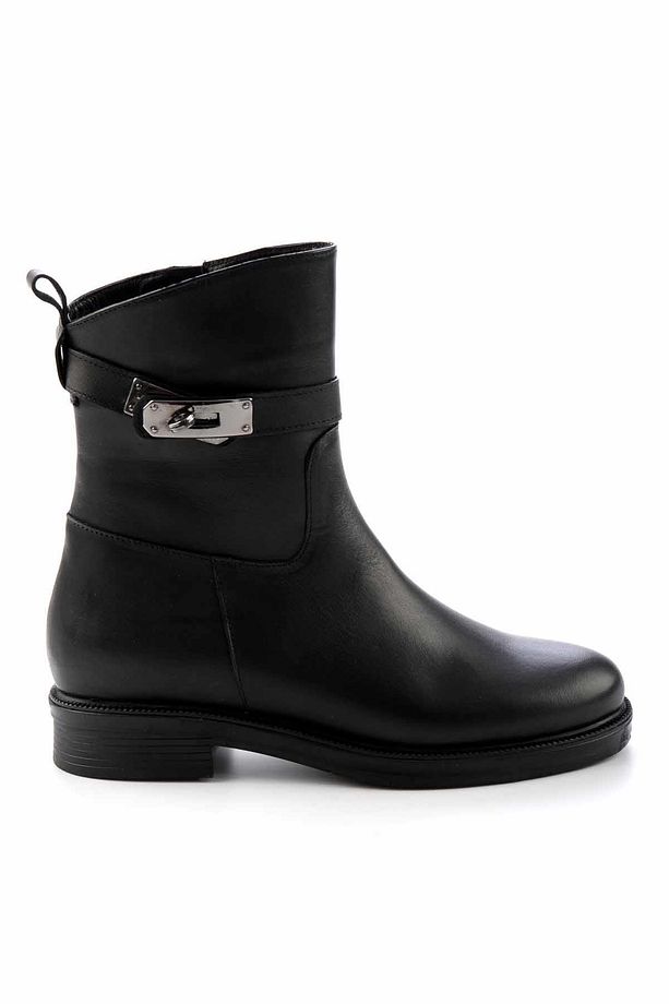 Siyah Hakiki Deri Kadın Bot & Bootie K02531205603 - 3