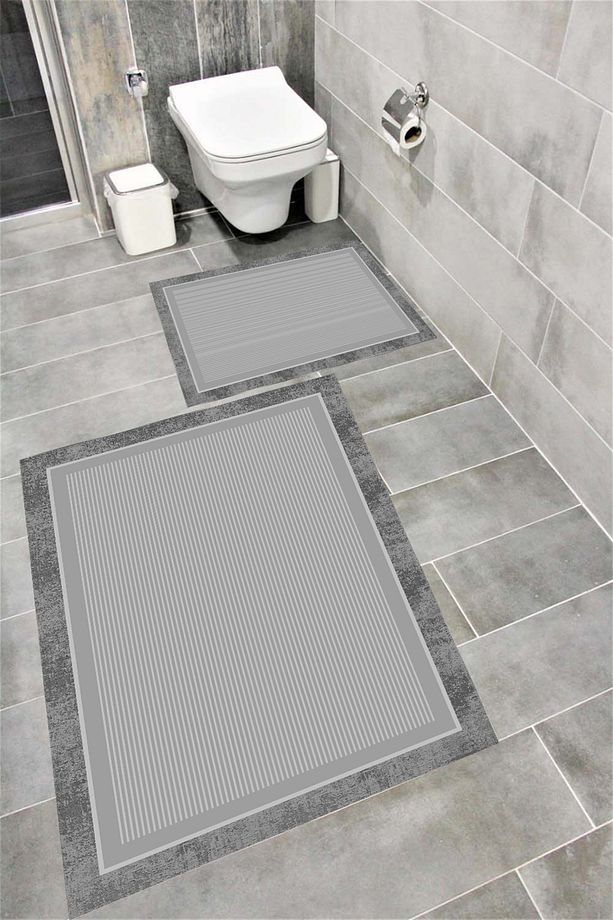 Su Emici Yumuşak Kaymaz Taban Sünger Dolgulu Pamuksu Doku Yıkanabilir Dekoratif Banyo Paspası 1532 - 1