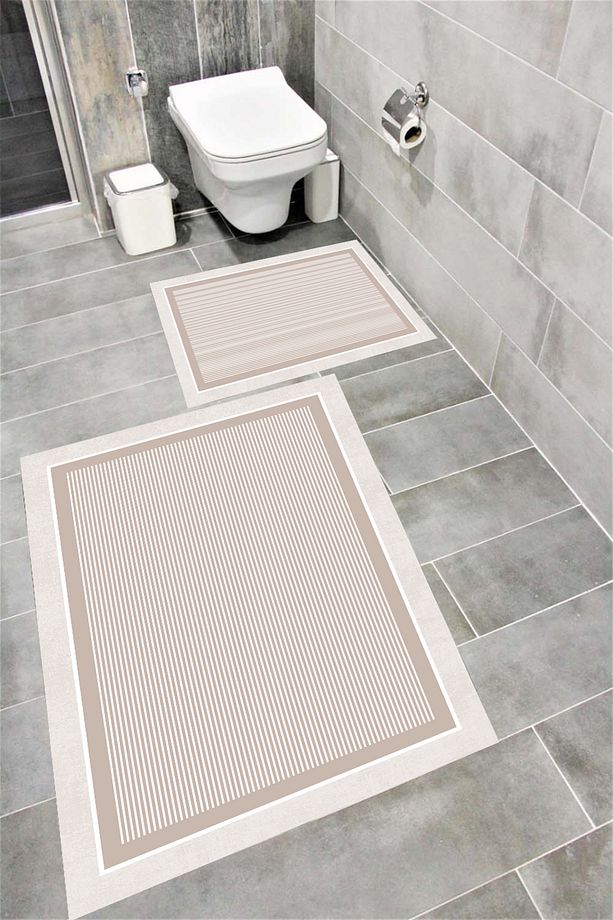 Su Emici Yumuşak Kaymaz Taban Sünger Dolgulu Pamuksu Doku Yıkanabilir Dekoratif Banyo Paspası 1531 - 1