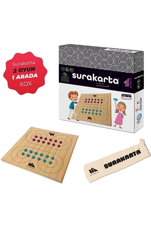 Surakarta & Xox (2 Oyun 1 Arada) Ahşap Zeka Ve Strateji Oyunu 5 Yaş 2 Oyuncu - 1