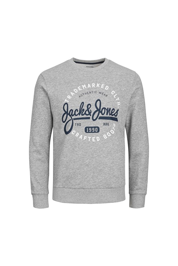 سويت شيرت رجالي من Jack&Jones Mikk برقبة دائرية باللون الرمادي