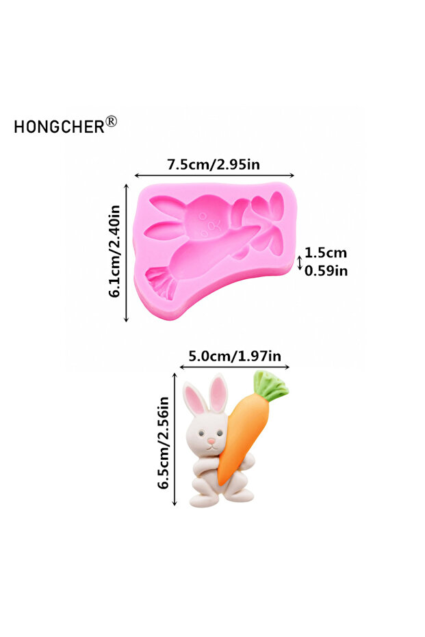 pink Carrot Fondant Silicone Mold Easter Bunny Hand Stick Rose Carrot Shape Cake Decoration Drip Mol