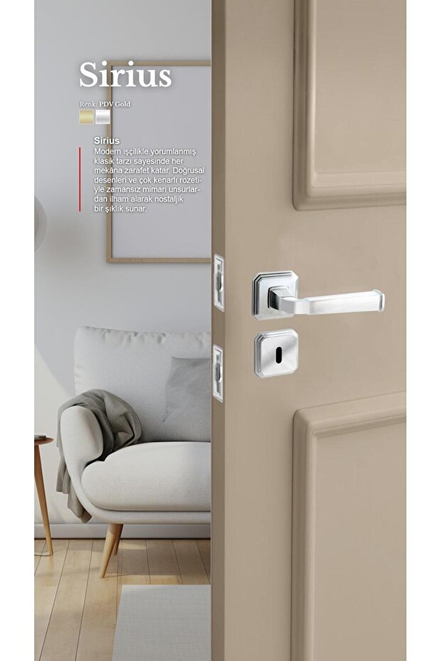 Sirius - Room Door Handle Square Rosette Right Left Suitable Interior Home Door Handle Handles-Z101