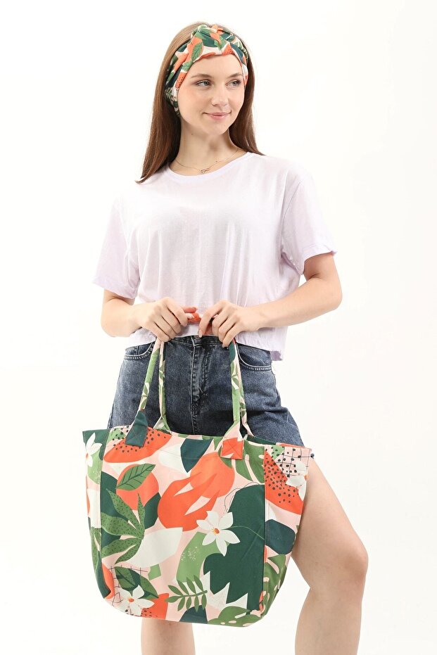 حقيبة الشاطئ السعيدة ذات النمط البرتقالي - 6