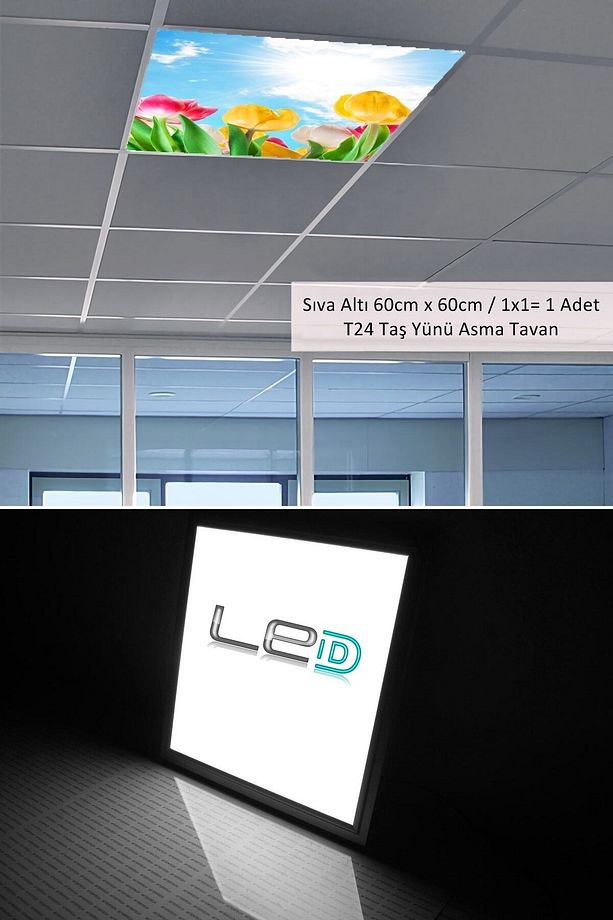 Asma Tavan-60cmx60cm-sıva Altı-54w-6500k-beyaz-led Panel-led Armatür-taş Yünü Asma Tavan-banyo Tavan - 2