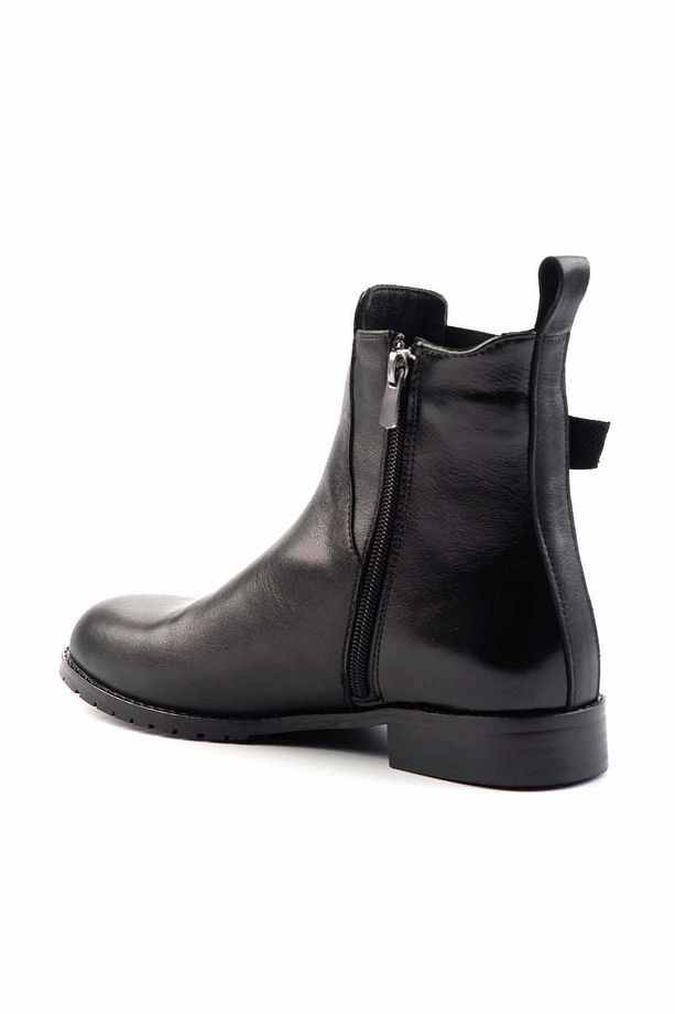 Siyah Siyah Kırışık Rugan Hakiki Deri Kadın Bot & Bootie K02208021303 - 4