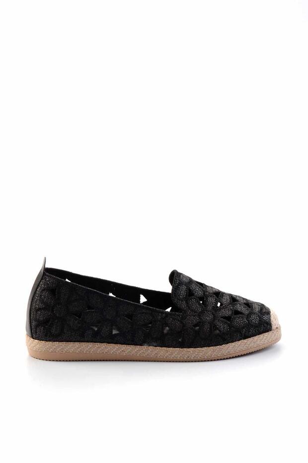 Black Straw Women's Espadrille K 01117092328