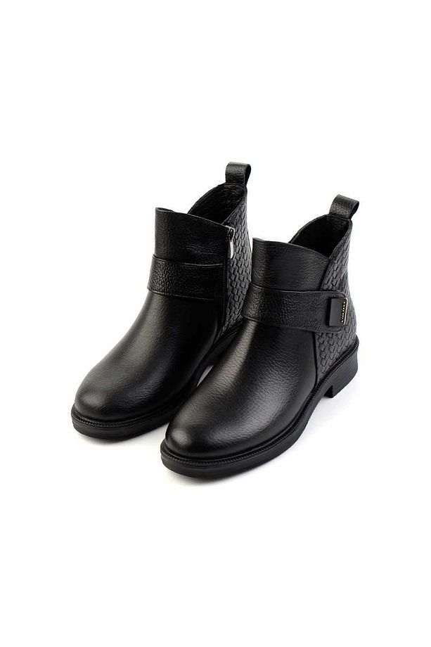 Siyah Siyah Örgü Hakiki Deri Kadın Bot & Bootie K02531270003 - 2