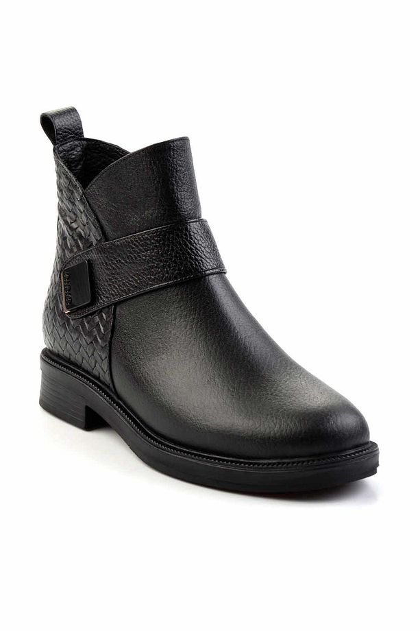 Siyah Siyah Örgü Hakiki Deri Kadın Bot & Bootie K02531270003 - 3