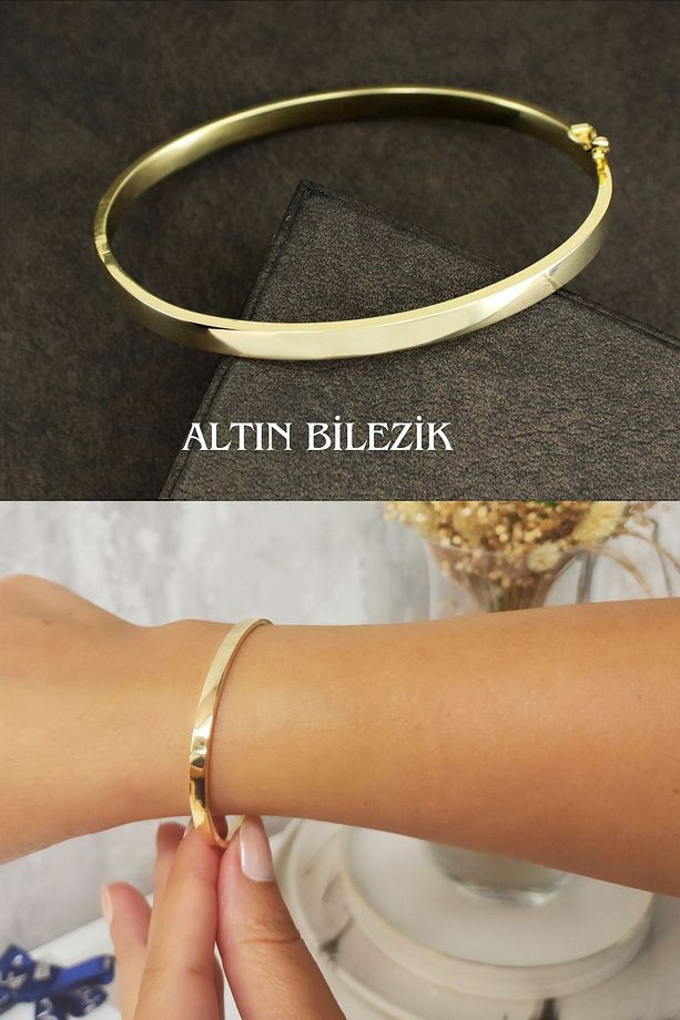 14 Ayar Altın Kelepçe Bilezik - 1