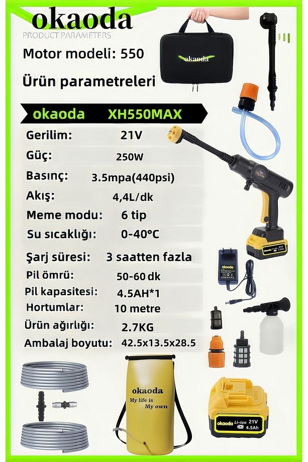 15 Adet Pil Su Torbası Oto Araba Klima Halı Şarj Yüksek Basınçlı Yikama Makinesi Çiçekleri Sula - 8