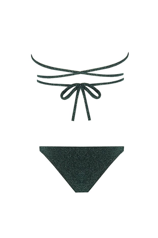 Triangle Sparkle Green Bikini Set - 2