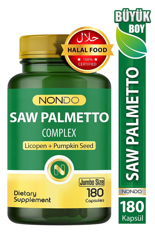 Saw Palmetto Complex 180 Kapsül (jumbo Boy Cüçe Palmiye Likopen Çinko Isırgan Otu ) - 3