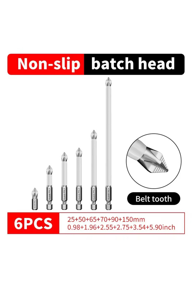 6Pcs 6 PCs Non-Slip Magnetic Cross Head Household Electric Driver Screw Set - High Hardness Hand Dri